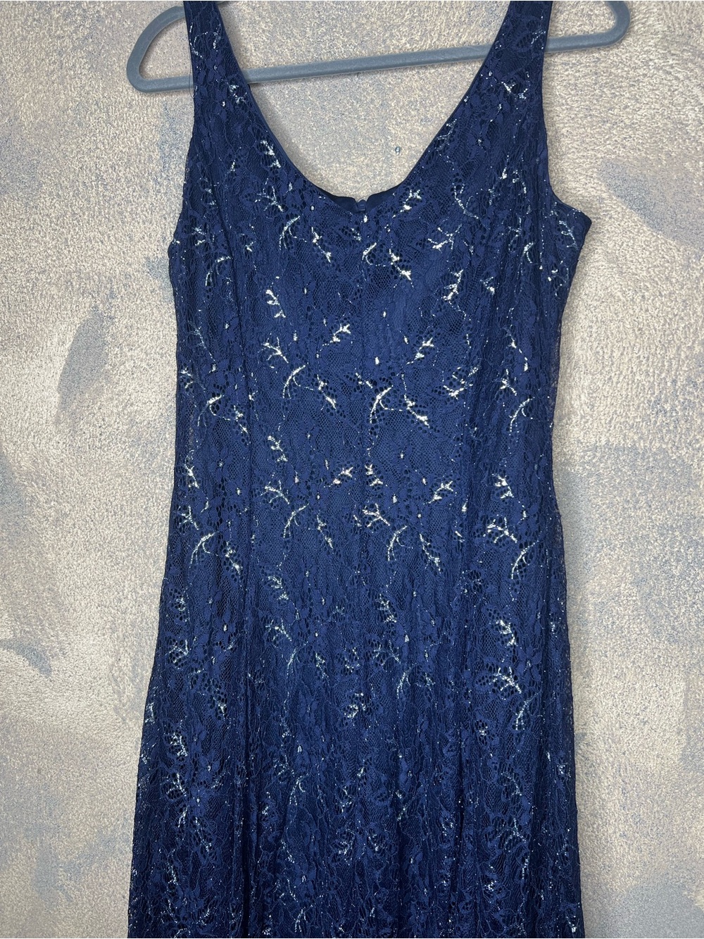 Danny & Nicole Navy Lace Strapless A-Line Dress